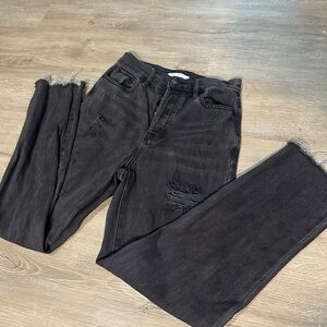 PacSun Black Straight Leg Jeans Distressed Size 25 ❤️‍🔥